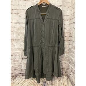 Holding Horses Jacket Dress Womens 4 Brown Button Front Long Sleeve Pockets